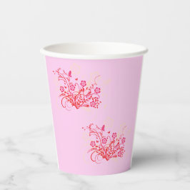 Vasos De Papel Tatuaje de flores - Cubos de papel