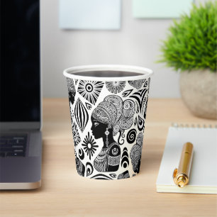 Vasos De Papel Tatuaje tribal de retrato Chica africano