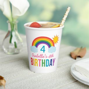 Vasos De Papel Taza Blanca Fiesta de Cumpleaños Chicas Cielo Arco