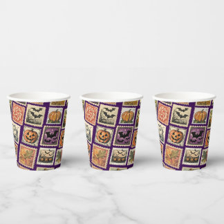 Vasos De Papel Taza con patrón de sello postal de Halloween embru