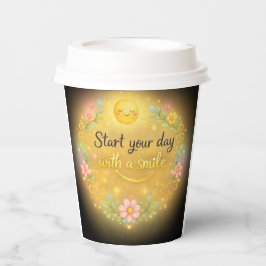 Vasos De Papel Taza de café Comienza tu día con una sonrisa