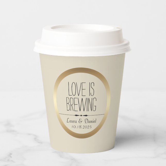 Vasos De Papel Taza de café personalizada para novia y novio (Anverso)