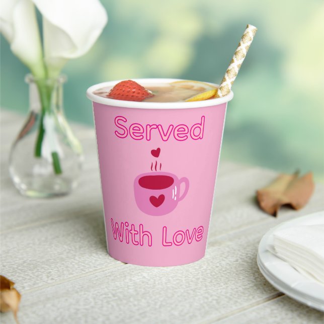 Vasos De Papel Taza de café servida con amor (in situ)