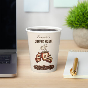 Vasos De Papel Taza de café vintage marca de café personalizada