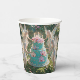 Vasos De Papel Taza de cumpleaños de hada del océano turquesa con
