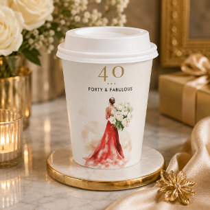 Vasos De Papel Taza de cumpleaños de vestido rojo de lujo