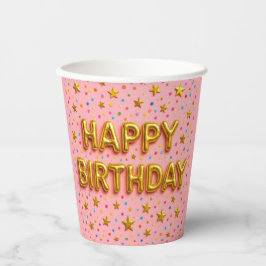 Vasos De Papel Taza de cumpleaños Estrella de Oro.