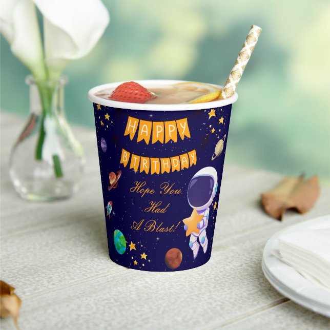Vasos De Papel Taza de Cumpleaños Fiesta Espacial | Tema Astronau (in situ)