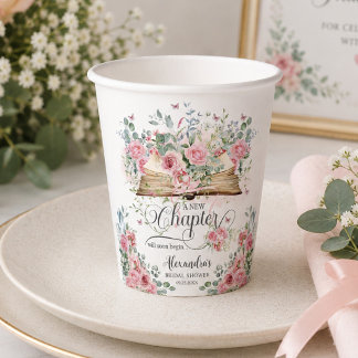 Vasos De Papel Taza de Despedida de Soltera Floral Rosa Sonrojado