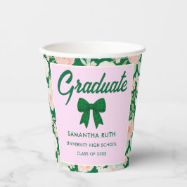 Vasos De Papel Taza de fiesta de graduación con lazo de gingham v