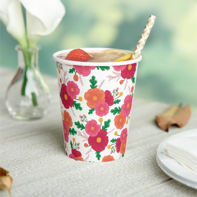 Vasos De Papel Taza de fiesta de papel Bold Blooms (in situ)