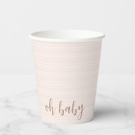 Vasos De Papel Taza de herringbone rosa y blanca Oh Baby