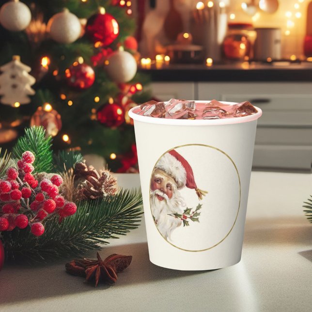 Vasos De Papel taza de papel (Christmas cups, vintage santa cups, Christmas coffee cups)
