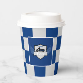 Vasos De Papel taza de papel a cuadros de naranja y gris