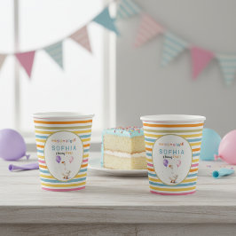 Vasos De Papel Taza de papel a rayas pastel de cumpleaños de Sill
