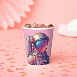 Vasos De Papel ¡Taza de papel astronauta rosa!