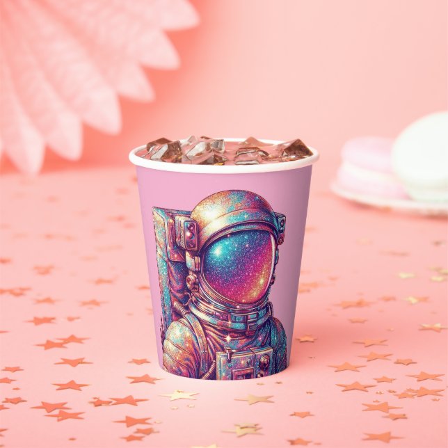Vasos De Papel ¡Taza de papel astronauta rosa! (in situ)