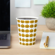 Taza de papel con caras de calabaza vintage de Hal
