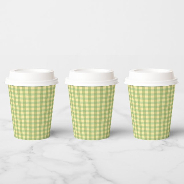 Vasos De Papel Taza de papel con estampado de gingham de limón de (Multi)