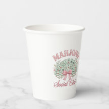 Taza de papel con lazo del Coquette Mahjong Social