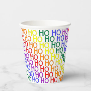 Vasos De Papel Taza de papel con patrón de Ho Ho Ho de arcoíris