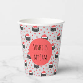 Vasos De Papel Taza de papel con patrón de sushi y cita divertida