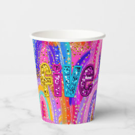 Vasos De Papel Taza de papel con purpurina de arcoíris rosa para 