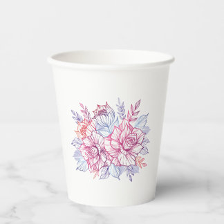 Vasos De Papel Taza de papel con un ramo de flores