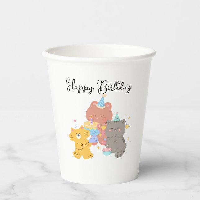Vasos De Papel Taza de papel Cumpleaños feliz (Anverso)