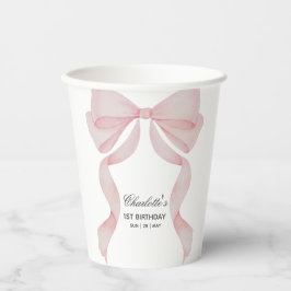Vasos De Papel Taza de papel Cumpleaños niñas lazo rosa