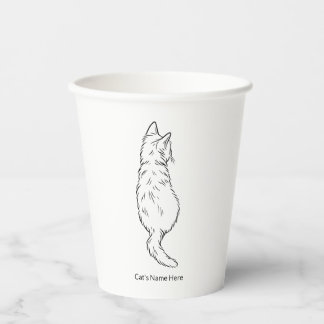 Vasos De Papel Taza de papel de 240 ml con arte de línea de gato 