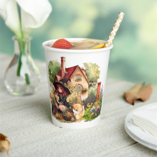 Vasos De Papel Taza de papel de bruja y zorro lindos