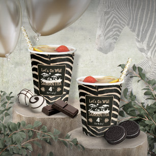 Vasos De Papel Taza de papel de cumpleaños con estampado de cebra