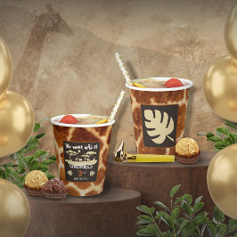 Vasos De Papel Taza de papel de cumpleaños con estampado de jiraf