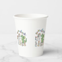 > Taza de papel de cumpleaños de unicornio y drag