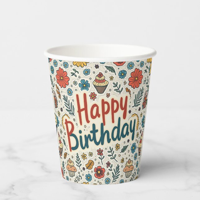 Vasos De Papel taza de papel de cumpleaños feliz (Reverso )
