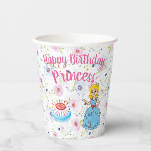 Vasos De Papel Taza de papel de cumpleaños feliz princesa