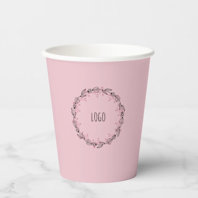 Vasos De Papel taza de papel de diseño rosa y circular (Anverso)