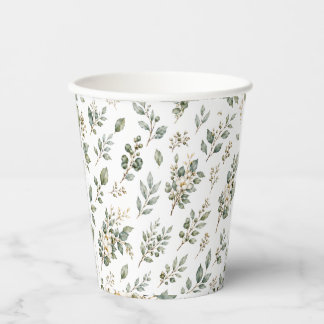 Vasos De Papel Taza de papel de eucalipto botánico elegante