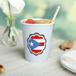 Vasos De Papel Taza de papel de flor de bandera puertorriqueña