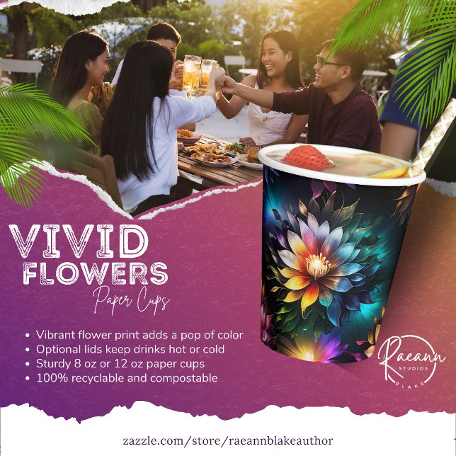 Vasos De Papel Taza de papel de flores vívidas hermosas (Subido por el creador)
