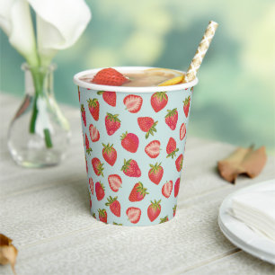 Vasos De Papel Taza de papel de fruta de fresa de verano menta y