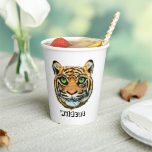 Vasos De Papel Taza de papel de gato salvaje