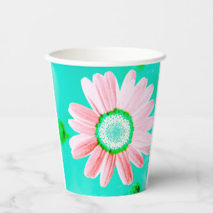 Vasos De Papel Taza de papel de margarita rosa