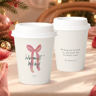Vasos De Papel Taza de papel de Navidad con lazo rosa deseos más 