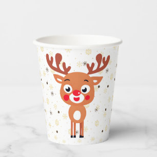 Vasos De Papel Taza de papel de reno de nariz roja rudolfo