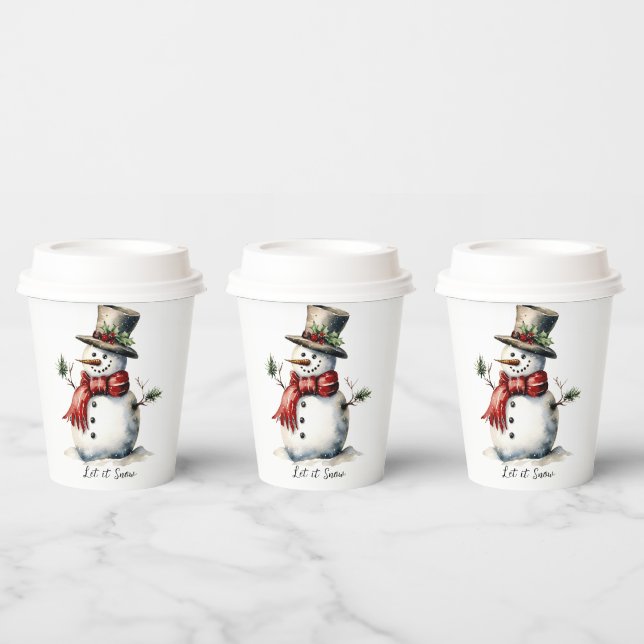 Vasos De Papel Taza de papel de Snowman con tapa (Multi)
