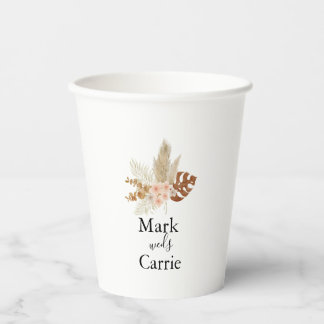Vasos De Papel Taza de papel de terracota floral bohemio para bod