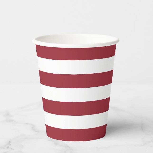 Vasos De Papel Taza de papel de tira roja y blanca (Anverso)