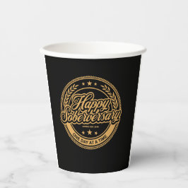 Vasos De Papel Taza de papel del aniversario sobrio negro